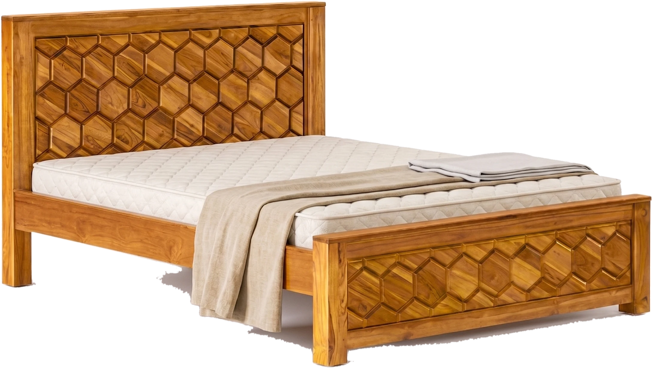 Finished honeycomb teak bed